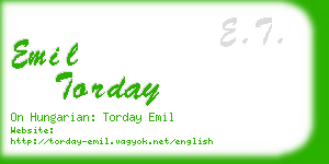 emil torday business card